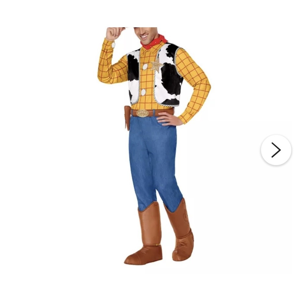 Disney Toy Story WOODY Halloween Costume Adult S Jumpsuit w Cowboy boot covers